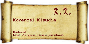 Korencsi Klaudia névjegykártya